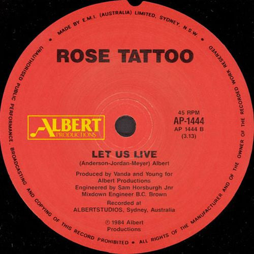 Rose Tattoo – No Secrets 7" vinyl record, image 2 of 2