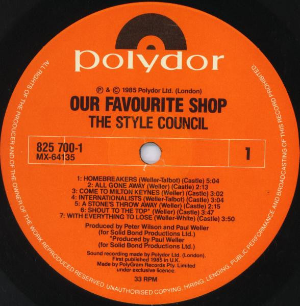 The Style Council – Our Favourite Shop LP vinyl record, image 4 of 9