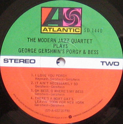 The Modern Jazz Quartet – The Modern Jazz Quartet Plays George Gershwin's Porgy & Bess LP vinyl record, image 4 of 4