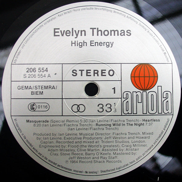 Evelyn Thomas – High Energy LP vinyl record, image 3 of 4