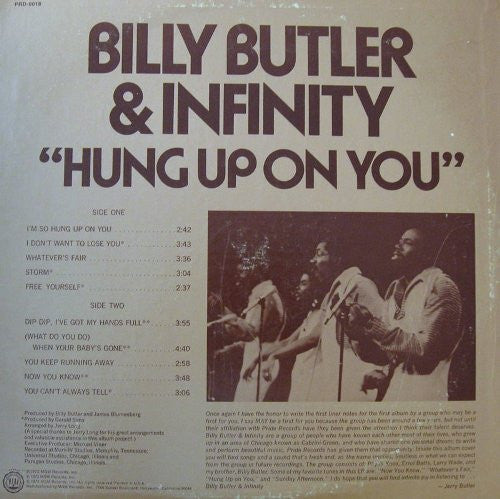 Billy Butler, Infinity – Hung Up On You LP vinyl record, image 2 of 2