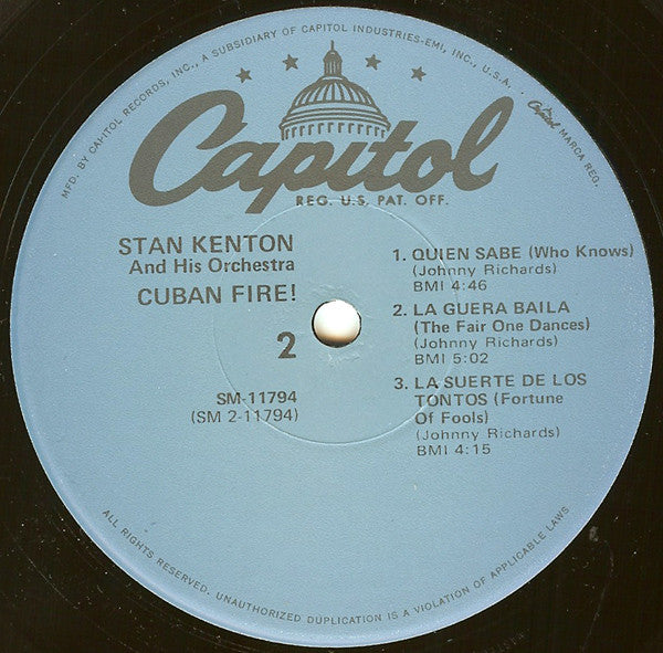 Stan Kenton – Cuban Fire! LP vinyl record, image 4 of 4
