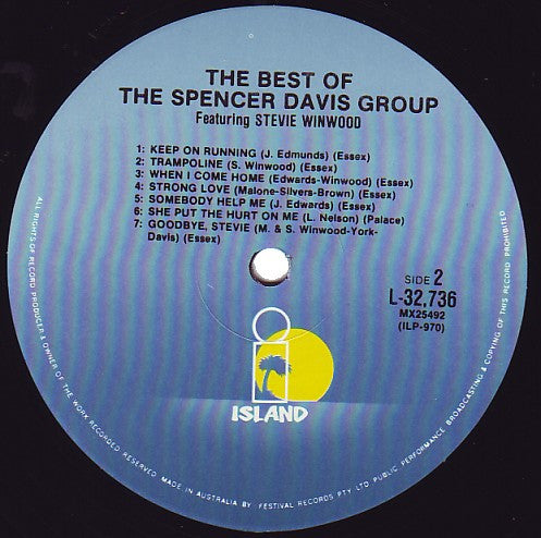 The Spencer Davis Group – The Best Of Spencer Davis Group Featuring Steve Winwood LP vinyl record, image 4 of 4