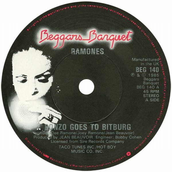 Ramones – Bonzo Goes To Bitburg 7" vinyl record, image 3 of 4