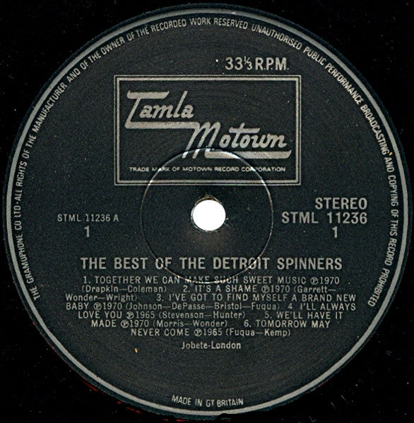 Spinners – The Best Of The Detroit Spinners LP vinyl record, image 3 of 4