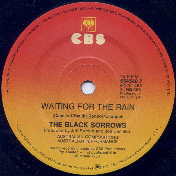 The Black Sorrows – Chained To The Wheel 7" vinyl record, image 4 of 4