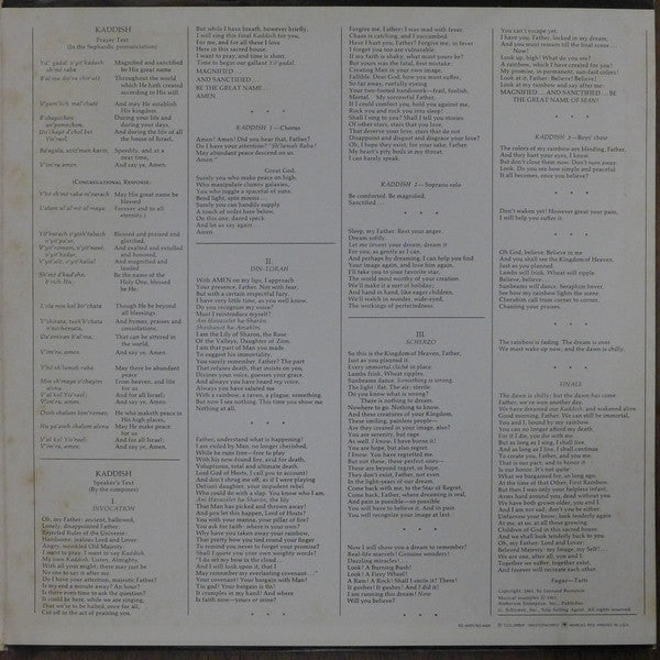 Leonard Bernstein, New York Philharmonic – Symphony No. 3 Kaddish (First Recording) LP vinyl record, image 6 of 6