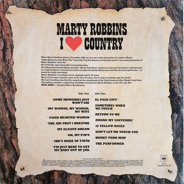 Marty Robbins – I Love Country LP vinyl record, image 2 of 4