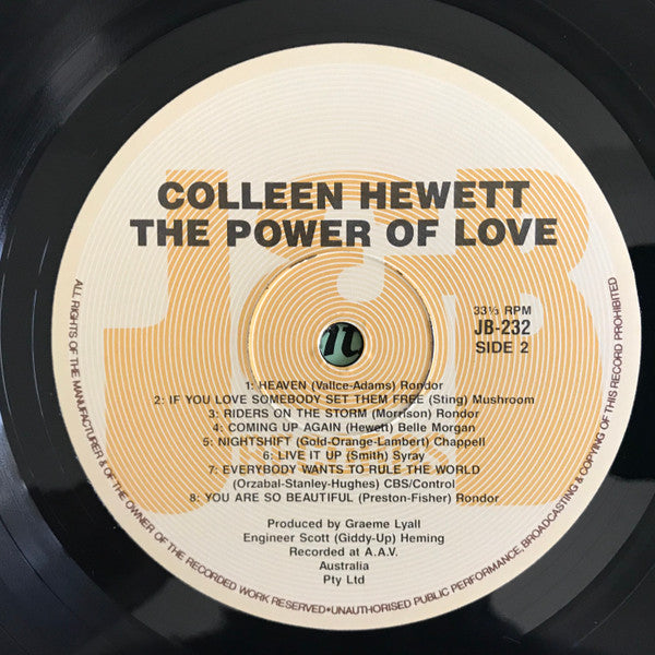 Colleen Hewett – The Power Of Love LP vinyl record, image 4 of 4