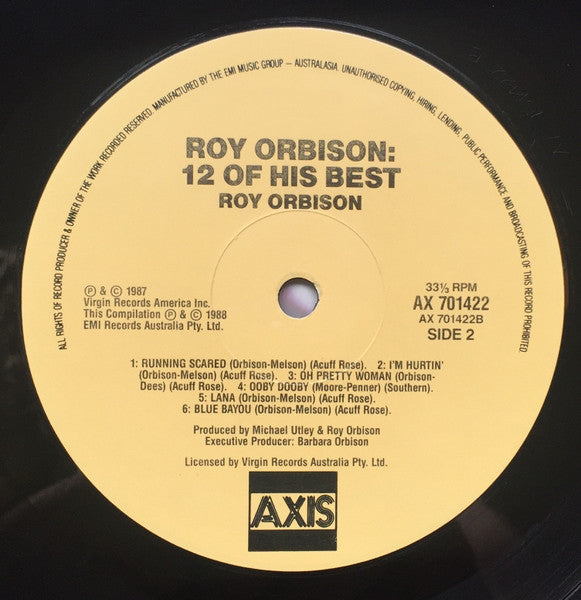 Roy Orbison – 12 Of His Best LP vinyl record, image 4 of 4