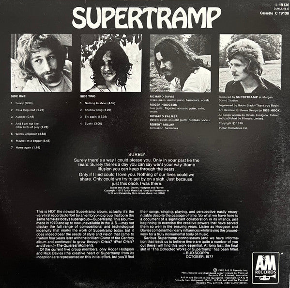Supertramp – Supertramp LP vinyl record, image 3 of 4