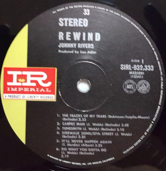 Johnny Rivers – Rewind LP vinyl record, image 3 of 3