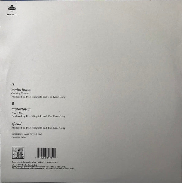 The Kane Gang – Motortown 12" vinyl record, image 2 of 4