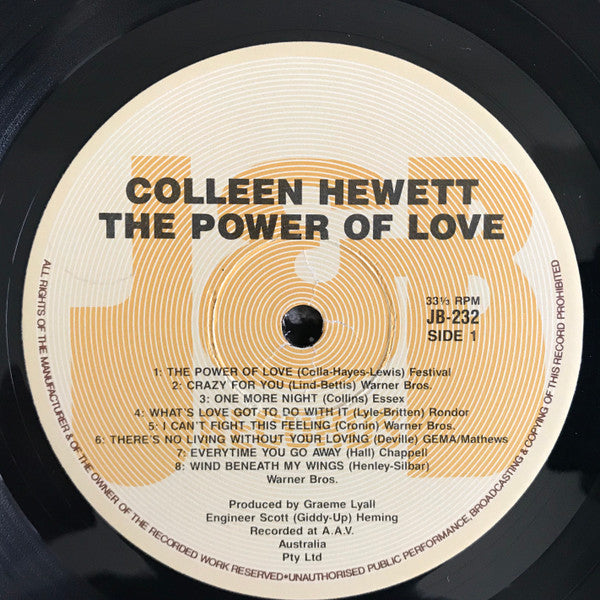 Colleen Hewett – The Power Of Love LP vinyl record, image 3 of 4