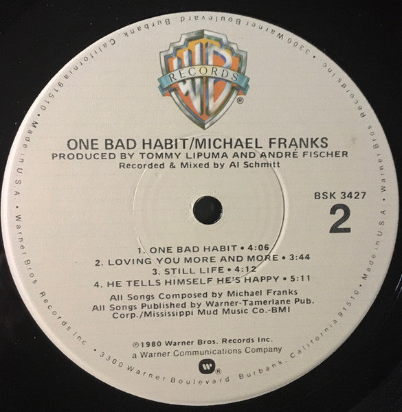 Michael Franks – One Bad Habit LP vinyl record, image 4 of 6
