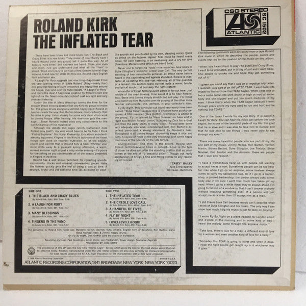 Roland Kirk – The Inflated Tear LP vinyl record, image 2 of 4