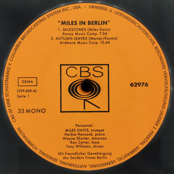 Miles Davis – Miles In Berlin LP vinyl record, image 3 of 4