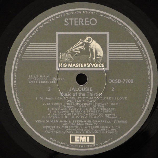 Yehudi Menuhin, Stéphane Grappelli, Alan Clare Trio – Jalousie LP vinyl record, image 5 of 5