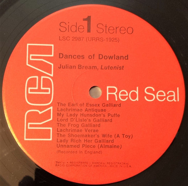 Julian Bream – Dances Of Dowland LP vinyl record, image 3 of 5