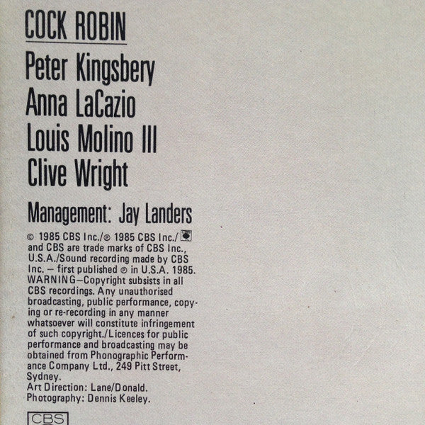 Cock Robin – Cock Robin LP vinyl record, image 3 of 10
