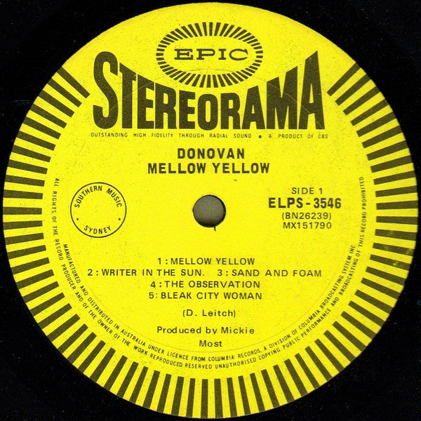 Donovan – Mellow Yellow LP vinyl record, image 3 of 4