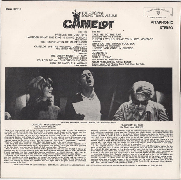 Lerner & Loewe, Richard Harris, Vanessa Redgrave, Franco Nero, David Hemmings, Lionel Jeffries, Laurence Naismith – Camelot (Original Motion Picture Sound Track) LP vinyl record, image 2 of 4