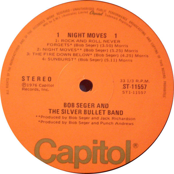 Bob Seger And The Silver Bullet Band – Night Moves LP vinyl record, image 3 of 4