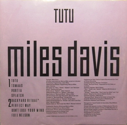 Miles Davis – Tutu LP vinyl record, image 5 of 8