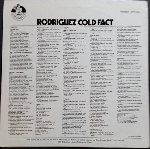 Sixto Rodriguez – Cold Fact LP vinyl record, image 2 of 5