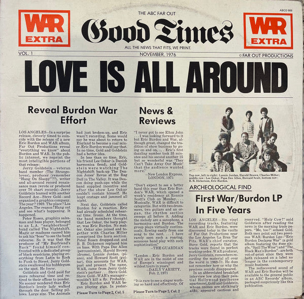 Eric Burdon & War – Love Is All Around LP vinyl record, image 1 of 4