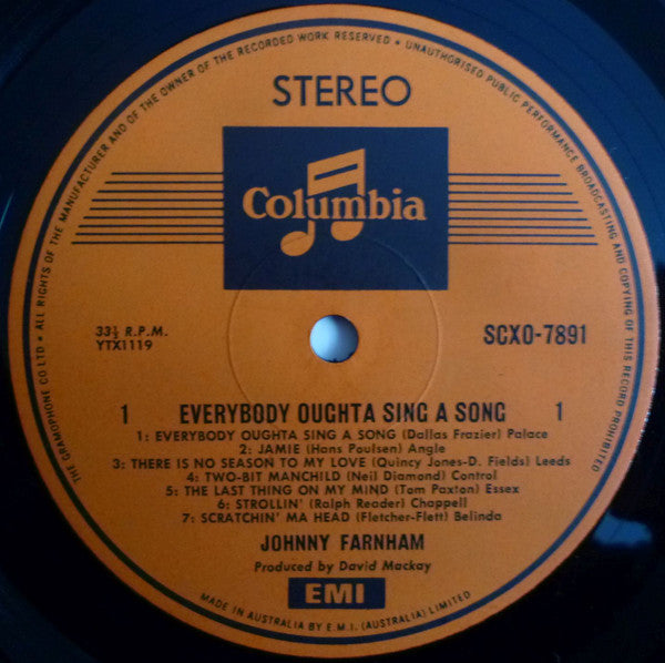 John Farnham – Everybody Oughta Sing A Song LP vinyl record, image 5 of 6