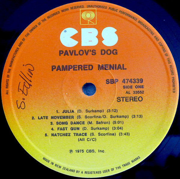 Pavlov's Dog – Pampered Menial LP vinyl record, image 4 of 4