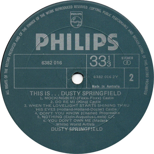 Dusty Springfield – This Is.... Dusty Springfield LP vinyl record, image 4 of 4