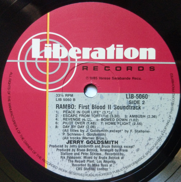 Jerry Goldsmith – Rambo: First Blood Part II (Original Motion Picture Soundtrack) LP vinyl record, image 4 of 4