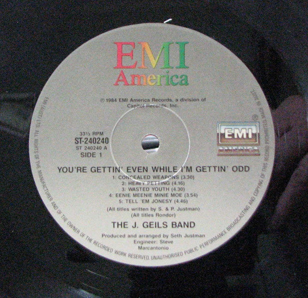 The J. Geils Band – You're Gettin' Even While I'm Gettin' Odd LP vinyl record, image 3 of 3