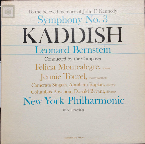 Leonard Bernstein, New York Philharmonic – Symphony No. 3 Kaddish (First Recording) LP vinyl record, image 1 of 6
