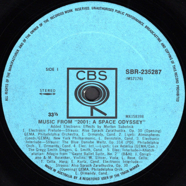 Eugene Ormandy, The Philadelphia Orchestra, Leonard Bernstein, New York Philharmonic, Gregg Smith Singers, Morton Subotnick, Karl-Birger Blomdahl, Sveriges Radio – Perform Selections From - 2001 - A Space Odyssey / Music From Blomdahl's Opera... LP vinyl record, image 3 of 4