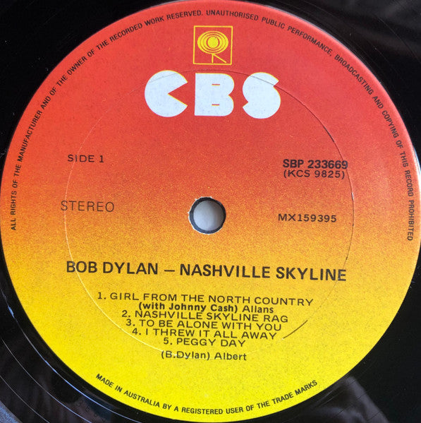 Bob Dylan – Nashville Skyline LP vinyl record, image 3 of 4