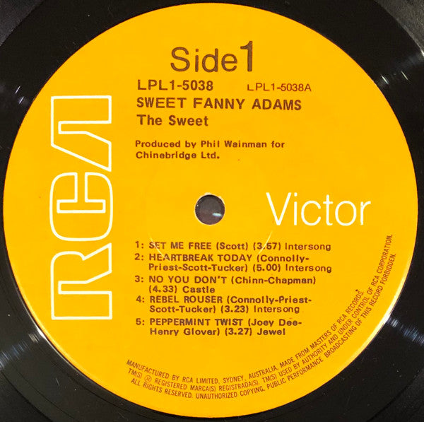 The Sweet – Sweet Fanny Adams LP vinyl record, image 3 of 4