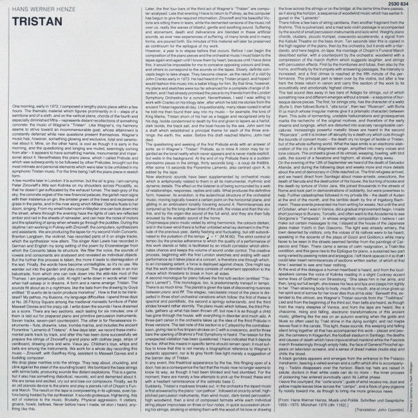 Hans Werner Henze, Homero Francesch, Kölner Rundfunk-Sinfonie-Orchester – Tristan LP vinyl record, image 6 of 6