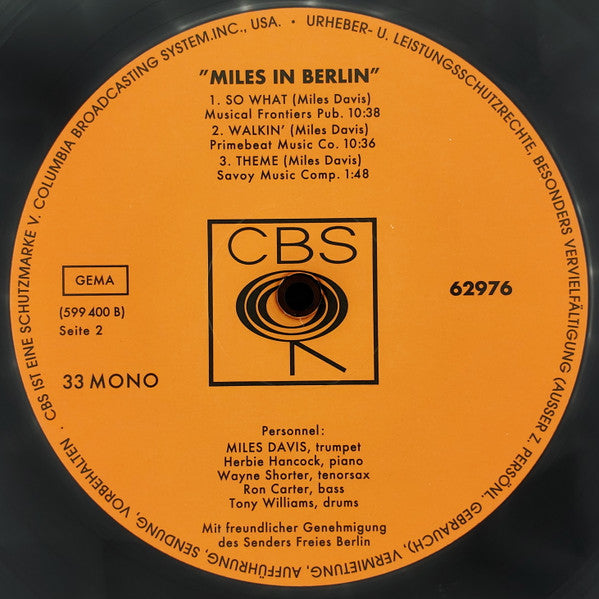 Miles Davis – Miles In Berlin LP vinyl record, image 4 of 4