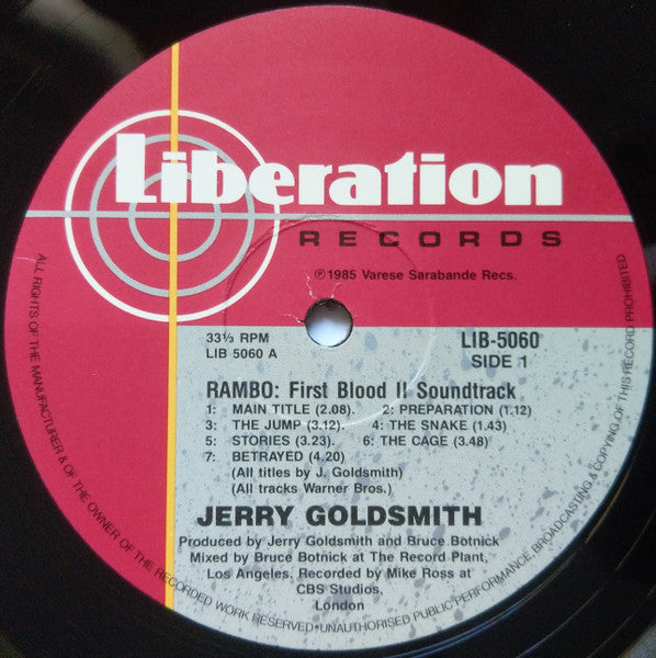 Jerry Goldsmith – Rambo: First Blood Part II (Original Motion Picture Soundtrack) LP vinyl record, image 3 of 4