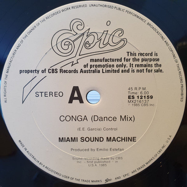 Miami Sound Machine – Conga 12" vinyl record, image 3 of 4