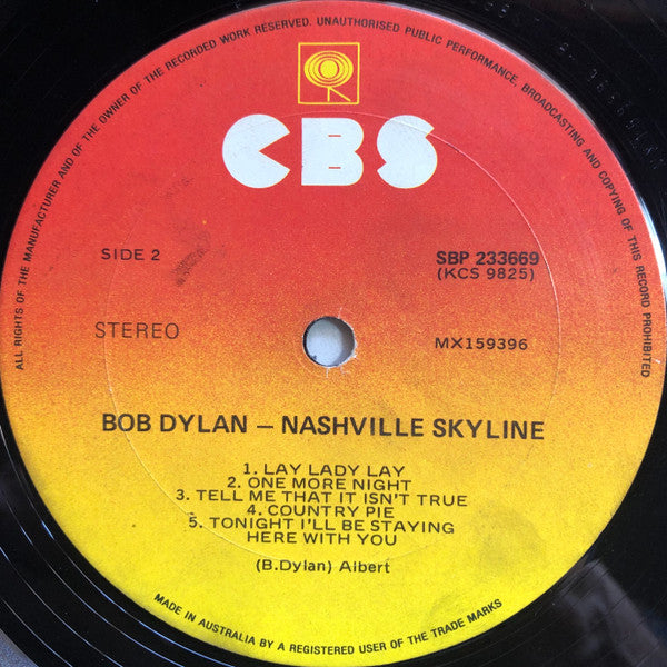 Bob Dylan – Nashville Skyline LP vinyl record, image 4 of 4