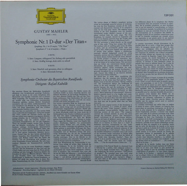 Gustav Mahler, Rafael Kubelik, Symphonie-Orchester Des Bayerischen Rundfunks – Symphonie Nr.1 »Der Titan« LP vinyl record, image 2 of 4