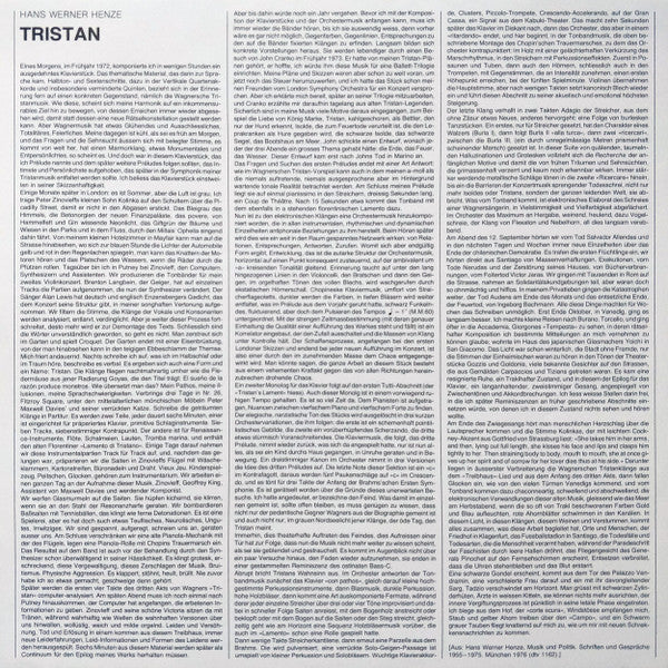 Hans Werner Henze, Homero Francesch, Kölner Rundfunk-Sinfonie-Orchester – Tristan LP vinyl record, image 5 of 6