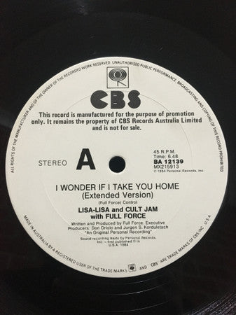 Lisa Lisa & Cult Jam, Full Force – I Wonder If I Take You Home 12" vinyl record, image 1 of 3
