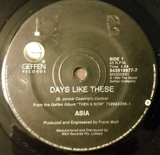 Asia – Days Like These 7" vinyl record, image 1 of 2