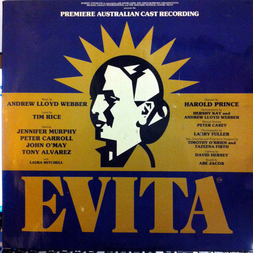 Andrew Lloyd Webber, Tim Rice – Evita Premiere Australian Cast Recording (Excerpts From The Australian Production) LP vinyl record, image 1 of 7