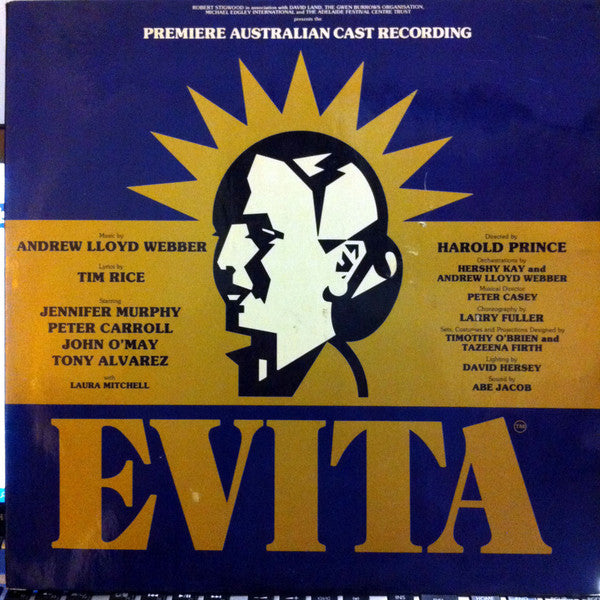 Andrew Lloyd Webber, Tim Rice – Evita Premiere Australian Cast Recording (Excerpts From The Australian Production) LP vinyl record, image 1 of 7